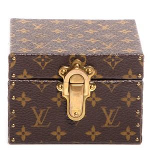 Louis Vuitton Monogram Ring Box Trunk Case LV Mini Clutch Gold Vintage Brown